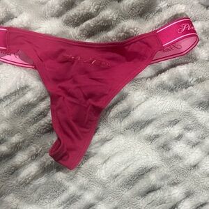 PINK Victoria's Secret Hot Pink Thong with Logo Waistband